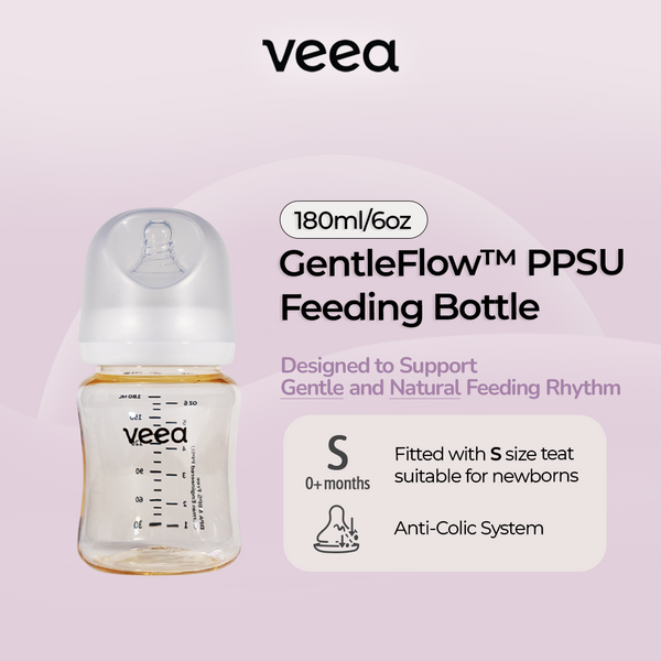 Veea GentleFlow™ 180ml/6oz Feeding Bottle PPSU (S Size Teats for 0 to 3 months)