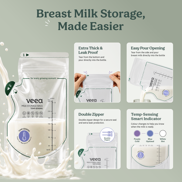 Veea Pre-Sterilised Breast Milk Storage Bags (250ml x 30 Bags)
