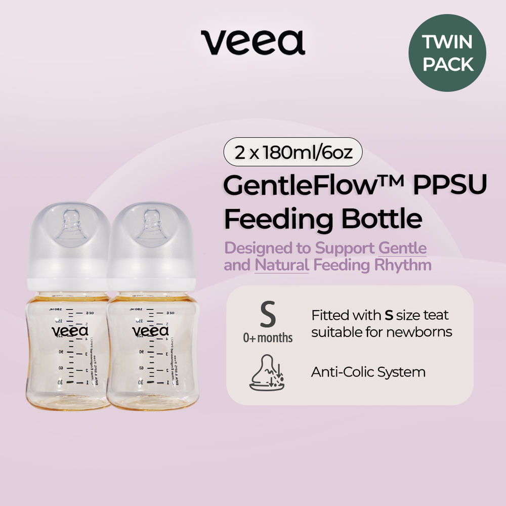 Twin Pack: 2x GentleFlow 180ml/6oz Feeding Bottle PPSU (S Size Teats for 0 to 3 months)