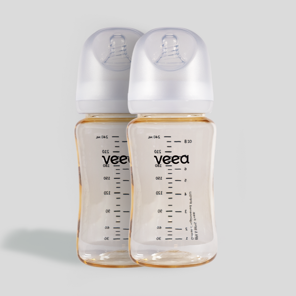 Twin Pack: 2x GentleFlow 240ml/8oz Feeding Bottle PPSU (M Size Teats for 3 to 6 months)